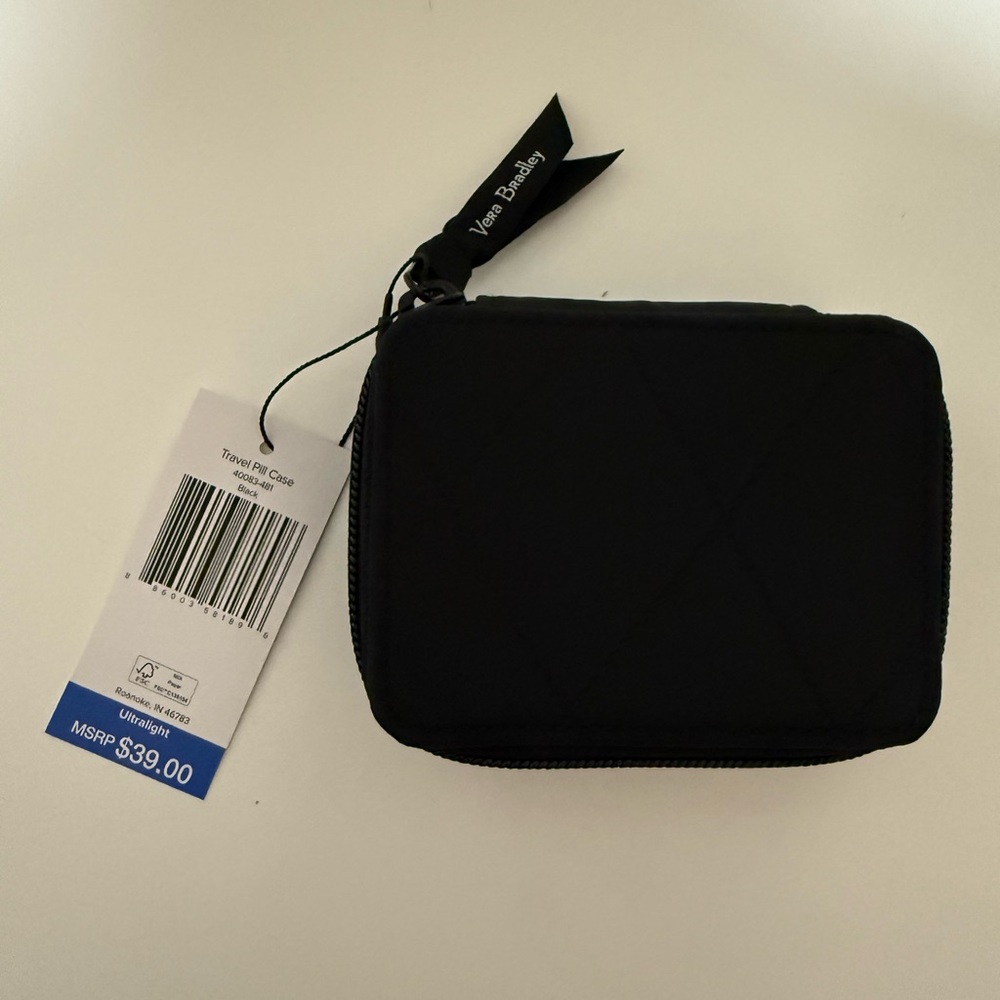 Vera Bradley Black Quilted Compact Pill Case and Headband